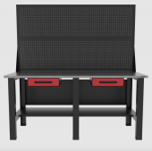 Верстак бестумбовый с двумя экранами и двумя ящиками, красный/ Стол для слесарных работ 1800*700 GAROPT, Gt1800STY1Y1PP2.red