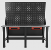 Верстак бестумбовый с двумя экранами и двумя ящиками, красный/ Стол для слесарных работ 1800*700 GAROPT, Gt1800STY1Y1PP2.red