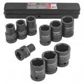 Набор головок ударных 10пр.1/2"(6-гран)(10,12,13,14,16,17,19,21,22,24,мм), в металл. кейсе Набор головок ударных 10пр.1/2"(6-гран)(10,12,13,14,16,17,19,21,22,24,мм), в металл. кейсе