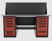 Верстак двухтумбовый 5 ящиков /5 ящиков с экраном, красный 1800*700 GAROPT, GT1800Y5Y5PP.red
