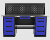 Верстак двухтумбовый 4 ящиков /4 ящиков с экраном и ящиком, синий 1800*700 GAROPT, GT1800Y1Y4Y4PP.blue Верстак двухтумбовый 4 ящиков /4 ящиков с экраном и ящиком, синий 1800*700 GAROPT, GT1800Y1Y4Y4PP.blue