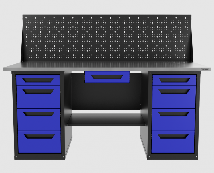 Верстак двухтумбовый 4 ящиков /4 ящиков с экраном и ящиком, синий 1800*700 GAROPT, GT1800Y1Y4Y4PP.blue