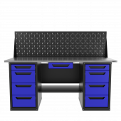 Верстак двухтумбовый 4 ящиков /4 ящиков с экраном и ящиком, синий 1800*700 GAROPT, GT1800Y1Y4Y4PP.blue