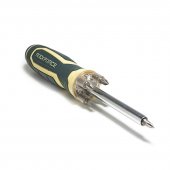 Отвертка универсальная реверсивная с подсветкой 4LED и  комплектом бит, L-250мм  (PH1, PH2, PZ2, SL5, SL6), в блистере