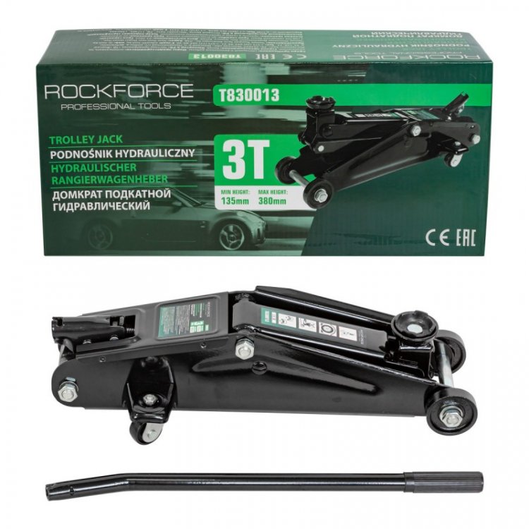 Домкрат подкатной  гидравлический 3 т (h min 135мм, h max 380мм)с узкой базой