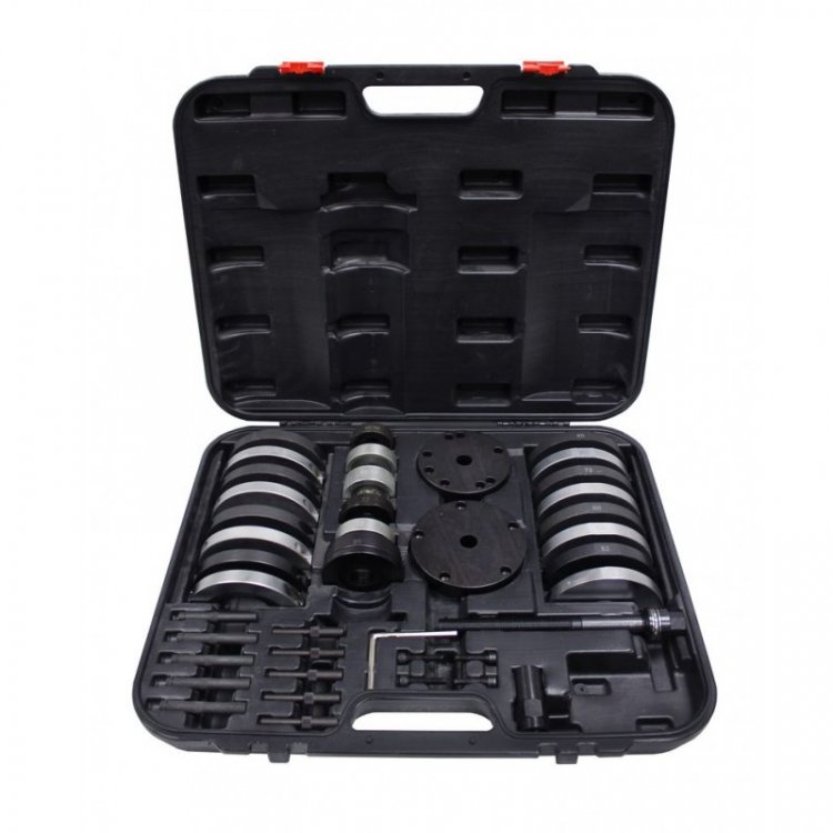 Набор инструментов для ступичных подшипниковVAG(ø62 мм:VWLupo,AudiA2 1.21;ø66мм:VWPolo,Fabia;ø72 мм:VWPolo, Fabia;ø85 мм:VWT5/Touareg/Multivan)в кейсе