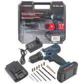 Дрель-шуруповерт аккум. 20V,25Нм,1.3Ah патрон 1-10мм(2 штLi-ionиндикатор зарядки сверло1.5,2,3,4,5,6мм.биты PH1,2 PZ1,2,SL5,6, битодержатель)в кейсе