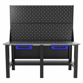 Верстак бестумбовый с двумя экранами и двумя ящиками, синий/ Стол для слесарных работ 1800*700 GAROPT, Gt1800STY1Y1PP2.blue