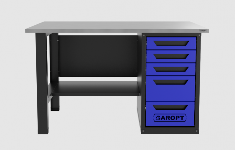 Верстак однотумбовый 5 ящиков, синий 1400*700 Garopt, GT1400STY5.blue
