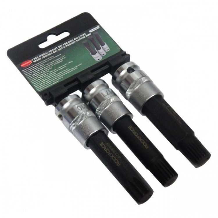 Набор головок-бит для колесных болтов BMW, 3пр.(L-100мм, 10,17,21гр.), на пластиковом держателе Набор головок-бит для колесных болтов BMW, 3пр.(L-100мм, 10,17,21гр.), на пластиковом держателе