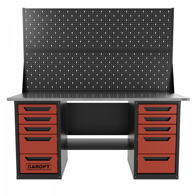 Верстак двухтумбовый 5 ящиков /5 ящиков с двумя экранами 1800*700 красный GAROPT, GT1800Y5Y5PP2.red