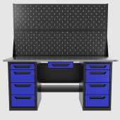 Верстак двухтумбовый 4 ящиков /4 ящиков с двумя экранами и ящиком, синий 1800*700 GAROPT, GT1800Y1Y4Y4PP2.blue Верстак двухтумбовый 4 ящиков /4 ящиков с двумя экранами и ящиком, синий 1800*700 GAROPT, GT1800Y1Y4Y4PP2.blue