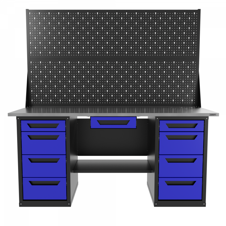 Верстак двухтумбовый 4 ящиков /4 ящиков с двумя экранами и ящиком, синий 1800*700 GAROPT, GT1800Y1Y4Y4PP2.blue