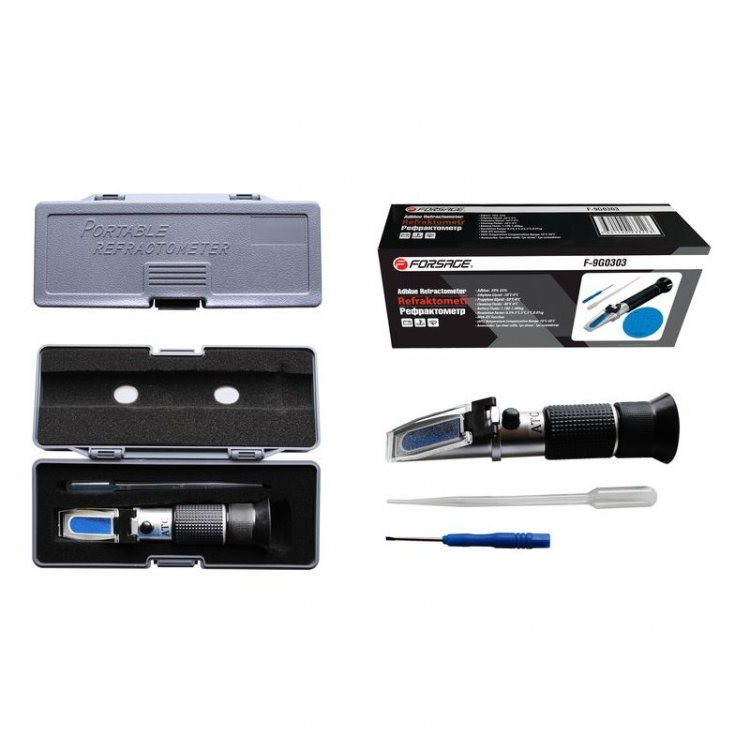 Рефрактометр 3в1(антифриз, электролит, омывающая жидкость), в пластиковом футляре