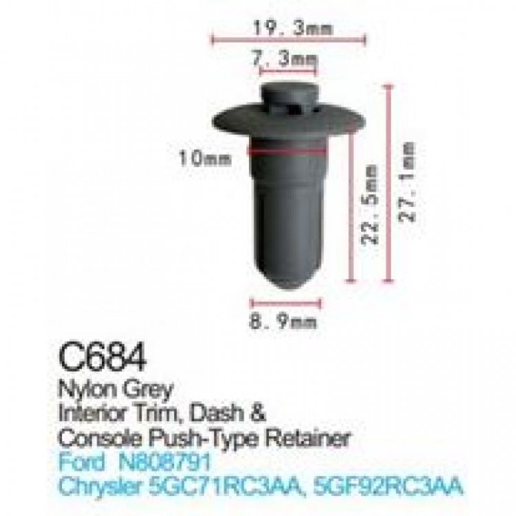 Клипса для крепления внутренней обшивки а/м Форд пластиковая (100шт/уп.)