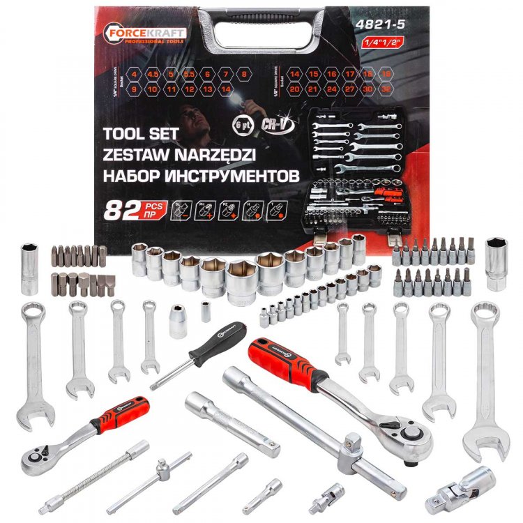 Набор инструментов 82пр. 1/2",1/4" (6гр.)(4-32мм) Profi Набор инструментов 82пр. 1/2",1/4" (6гр.)(4-32мм) Profi