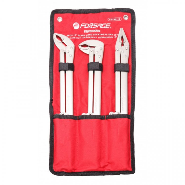 Набор гейферных захватов удлиненных 15" (0гр, 45гр, 90гр, 375мм),  3пр., на полотне