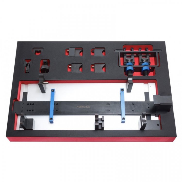 Набор фиксаторов для обслуживания двигателей VAG/Porsche, 9пр.(4cyl 2.0i, 6cyl 6.8TDI, 2.7i, 3.0i, 4.0i), в ложементе