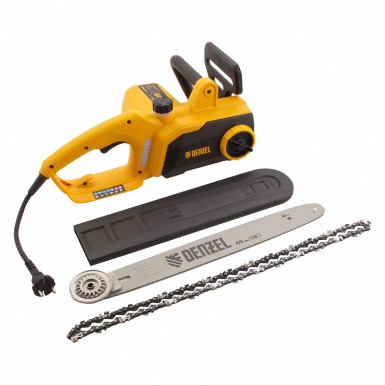 Пила цепная электрическая EDS-2000P, 2кВт,поперечная,шина 40см,шаг 3/8, паз 1,3мм, 57зв// Denzel