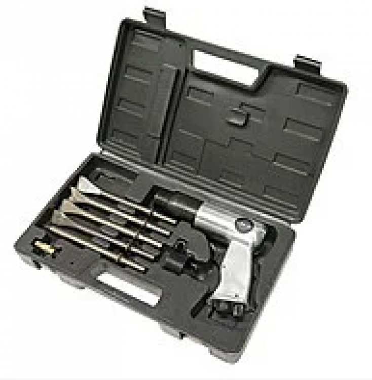 190мм Пневмомолоток 3000 ударов/мин в комплекте с зубилами 9пр.