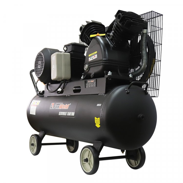 Компрессор масляный ременной AEROMAX 550/100 HP  - ременной (380В, 4кВт, 550л/мин, бак 100л, FoxWeld) (арт. 7069)