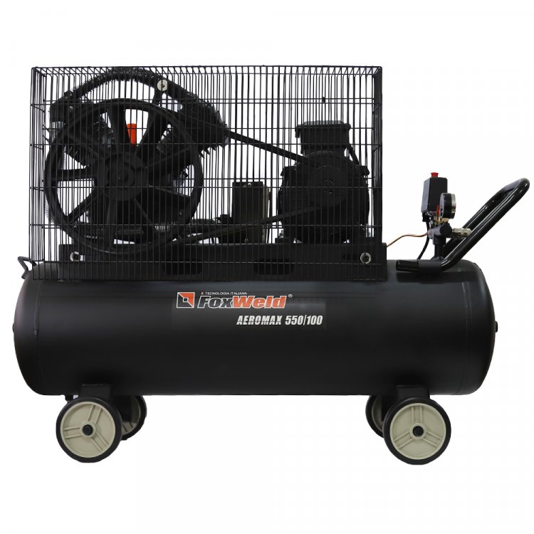Компрессор масляный ременной AEROMAX 550/100 HP  - ременной (380В, 4кВт, 550л/мин, бак 100л, FoxWeld) (арт. 7069)
