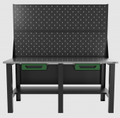 Верстак бестумбовый с двумя экранами и двумя ящиками, серый/ Стол для слесарных работ 1800*700 GAROPT, Gt1800STY1Y1PP2.grey Верстак бестумбовый с двумя экранами и двумя ящиками, зеленый/ Стол для слесарных работ 1800*700 GAROPT, Gt1800STY1Y1PP2.green