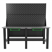 Верстак бестумбовый с двумя экранами и двумя ящиками, серый/ Стол для слесарных работ 1800*700 GAROPT, Gt1800STY1Y1PP2.grey Верстак бестумбовый с двумя экранами и двумя ящиками, зеленый/ Стол для слесарных работ 1800*700 GAROPT, Gt1800STY1Y1PP2.green