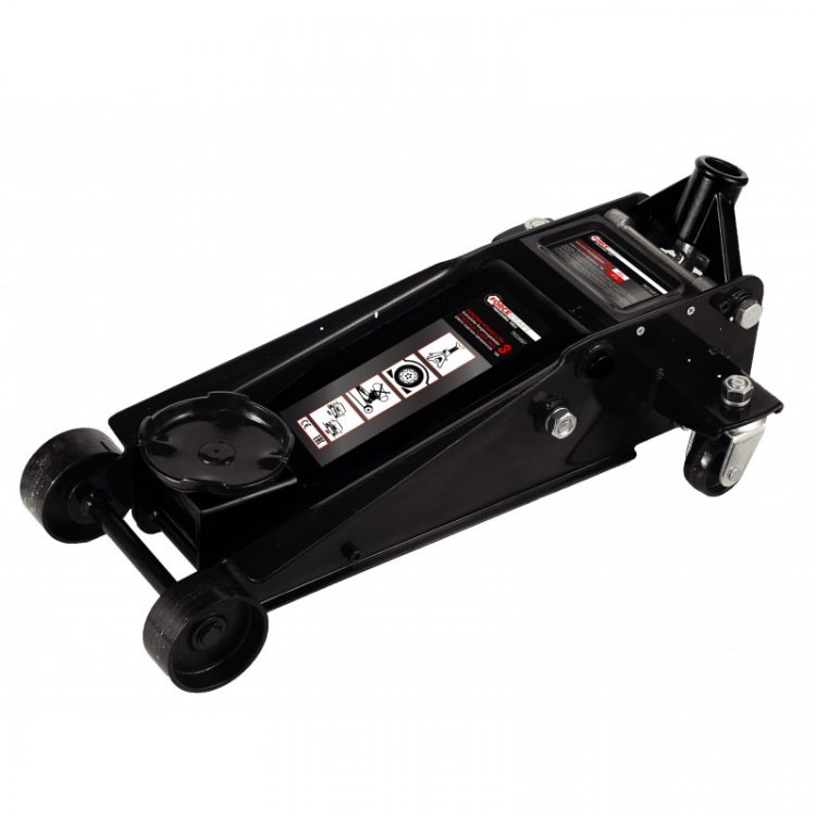 Домкрат подкатной  гидравлический двухпоршневой 3т(h min 130мм, h max 495мм) с лотком