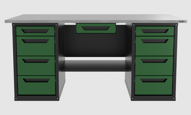 Верстак с ящиком двухтумбовый 4 ящиков /4 ящиков, зеленый 1800*700 GAROPT, GT1800Y1Y4Y4.green Верстак с ящиком двухтумбовый 4 ящиков /4 ящиков, зеленый 1800*700 GAROPT, GT1800Y1Y4Y4.green