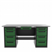 Верстак с ящиком двухтумбовый 4 ящиков /4 ящиков, зеленый 1800*700 GAROPT, GT1800Y1Y4Y4.green