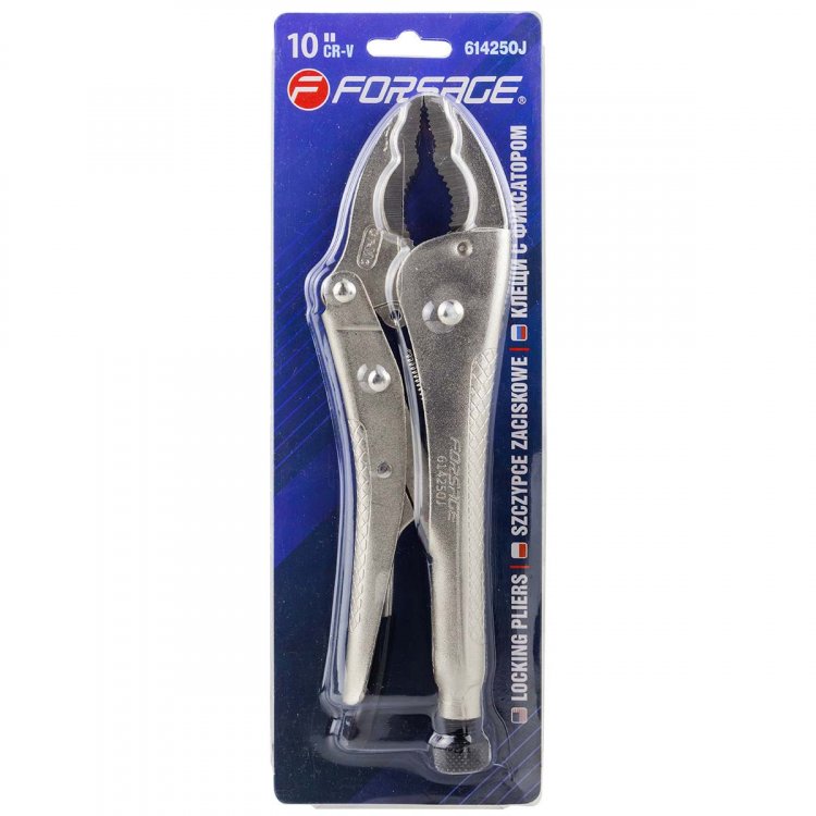 Зажим гейферный с двойным овальным захватом 10"-250мм, в блистере