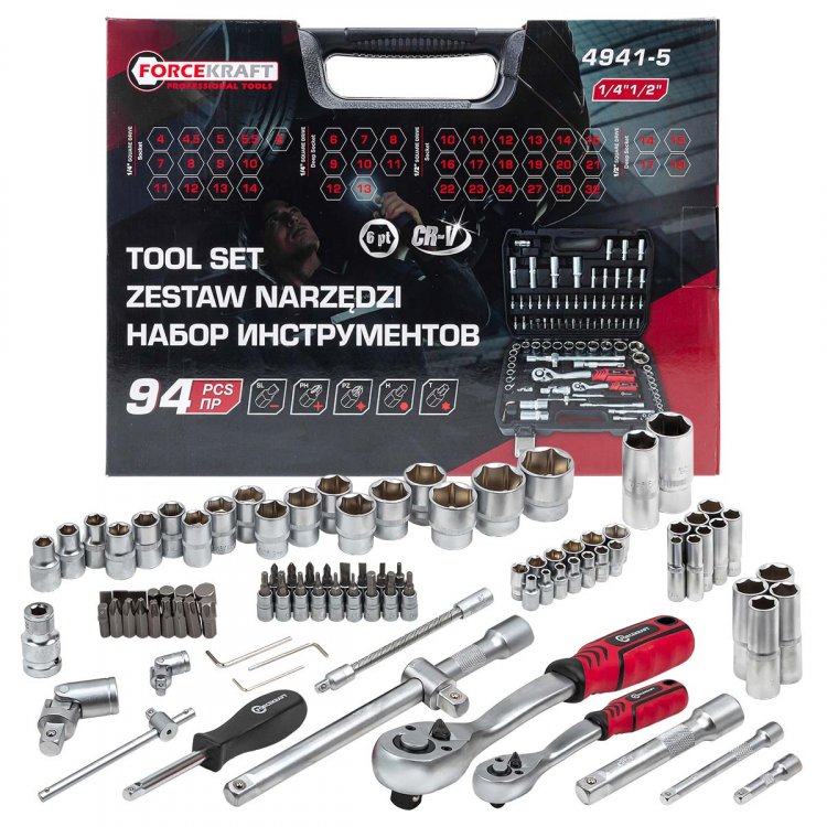 Набор инструментов 94пр. 1/2",1/4" (6гр.)(4-32мм) Profi Набор инструментов 94пр. 1/2",1/4" (6гр.)(4-32мм) Profi