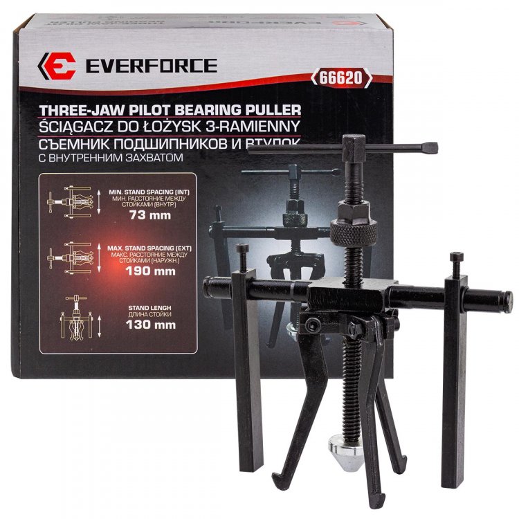 Съемник подшипников и втулок с внутренним захватом (расст. между стойками 73-190мм, длина стойки 130мм) Съемник подшипников и втулок с внутренним захватом (расст. между стойками 73-190мм, длина стойки 130мм)