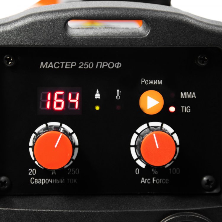 Сварочный аппарат Мастер 250 Проф - Регулировка форсажа дуги (контроль стабилизации дуги). Цифровой дисплей. Горячий старт, антизалипание. Работает от 140В. MMA, TIG Lift, панельные розетки 35 мм2, напряжение питания: 220В±15%, Диапазон сварочного то Сварочный аппарат Мастер 250 Проф - Регулировка форсажа дуги (контроль стабилизации дуги). Цифровой дисплей. Горячий старт, антизалипание. Работает от 140В. MMA, TIG Lift, панельные розетки 35 мм2, напряжение питания: 220В±15%, Диапазон сварочного то