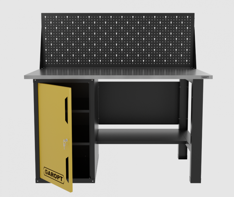 Верстак однотумбовый с экраном 1400*700 GAROPT желтый, GT1400STDPP.yell