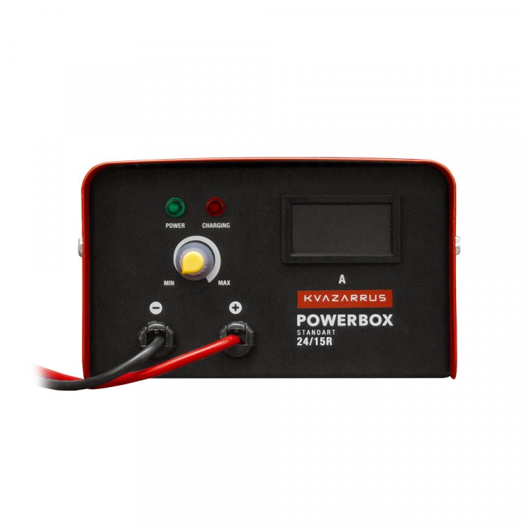 Зарядное устройство KVAZARRUS PowerBox 24/15R - Напряж. питан. - 220В/50Гц, потреб.ток - 2,8А, Заряж.аккум - 24В/50-300АЧ, ток заряда 5А-15А, напряж.заряда: 29-29.6, защита от перегрева, темп.-40С - +60С, длина сетевого кабеля - 1,5м, длина кабелей д Зарядное устройство KVAZARRUS PowerBox 24/15R - Напряж. питан. - 220В/50Гц, потреб.ток - 2,8А, Заряж.аккум - 24В/50-300АЧ, ток заряда 5А-15А, напряж.заряда: 29-29.6, защита от перегрева, темп.-40С - +60С, длина сетевого кабеля - 1,5м, длина кабелей д