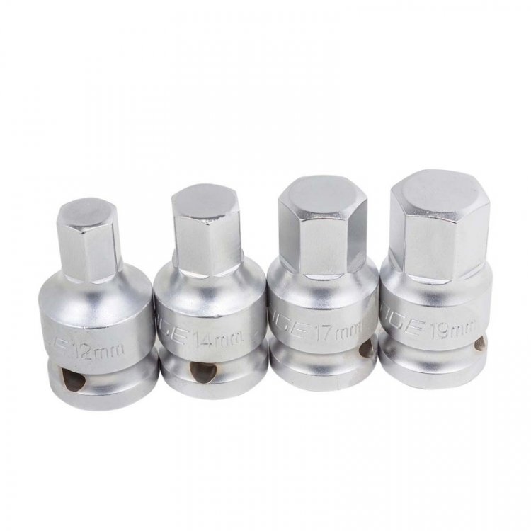 Набор головок-бит 6-гранных 1/2",4пр.(L-45мм,12,14,17,19мм) Набор головок-бит 6-гранных 1/2",4пр.(L-45мм,12,14,17,19мм)