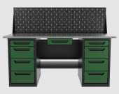 Верстак двухтумбовый 4 ящиков /4 ящиков с экраном и ящиком, зеленый 1800*700 GAROPT, GT1800Y1Y4Y4PP.green Верстак двухтумбовый 4 ящиков /4 ящиков с экраном и ящиком, зеленый 1800*700 GAROPT, GT1800Y1Y4Y4PP.green