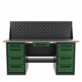 Верстак двухтумбовый 4 ящиков /4 ящиков с экраном и ящиком, зеленый 1800*700 GAROPT, GT1800Y1Y4Y4PP.green