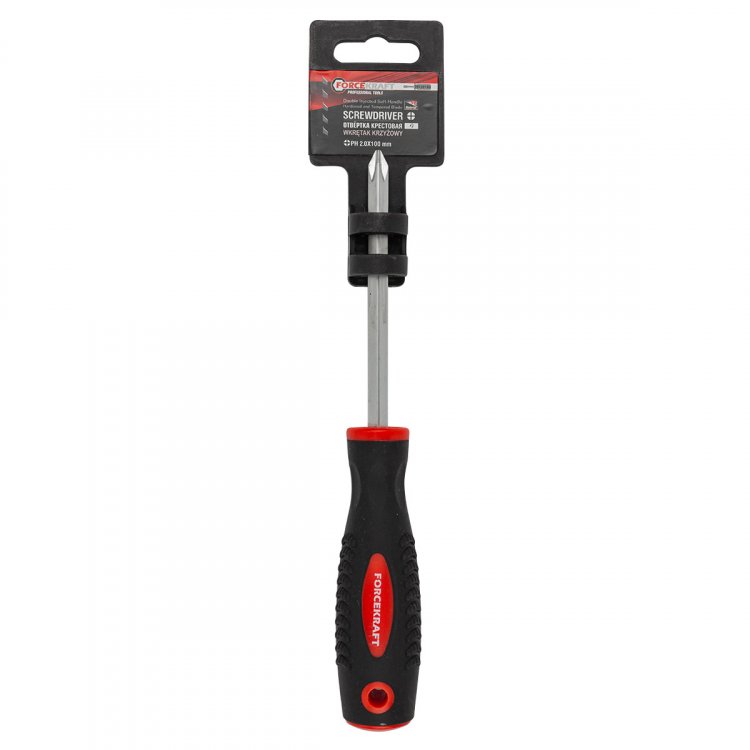 Отвертка крестовая магнитная "Profi" S2 PH2.0х100мм, в пластиковом держателе