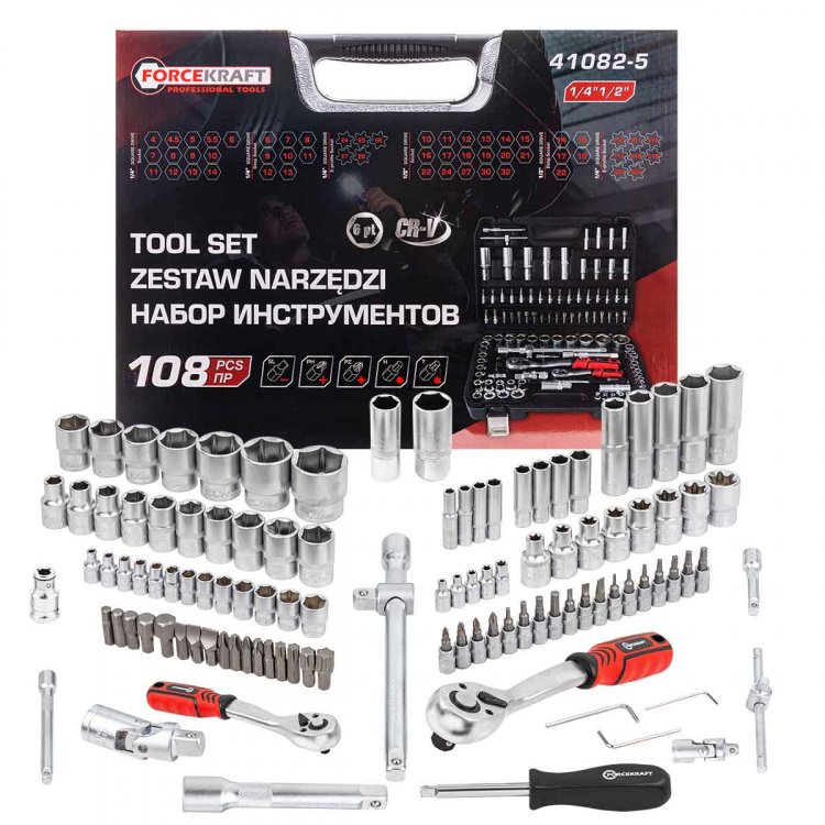 Набор инструментов 108пр. Profi 1/2",1/4" (6гр.)(4-32мм)
