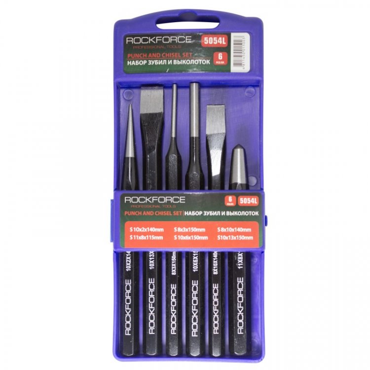 Набор зубил и выколоток,6пр. (выколотки:2х140мм,3х150мм,6х150мм;зубила:10х140мм,13х150мм;кернер:8х115мм),в пластиковом футляре
