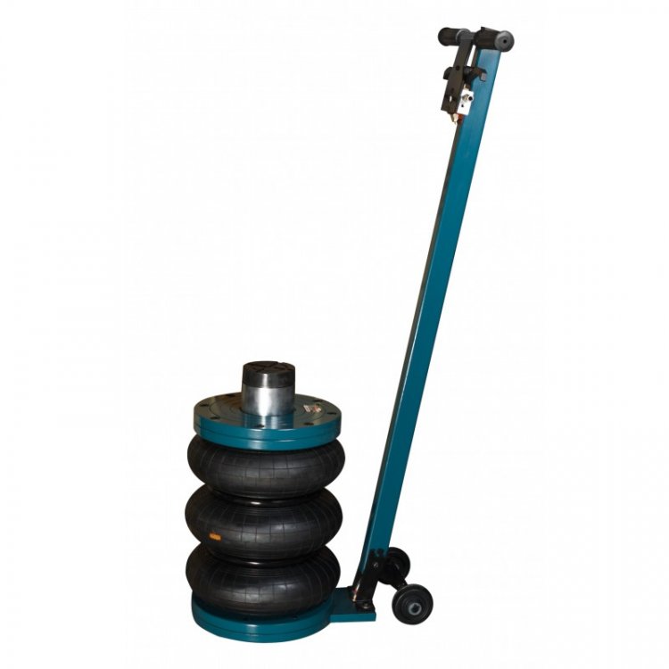 Домкрат пневматический подкатной 2,2т с удлиненной регулируемой рукояткой + адаптер-удлинитель с резиновой накладкой(3 подушки, высота подхвата - 188