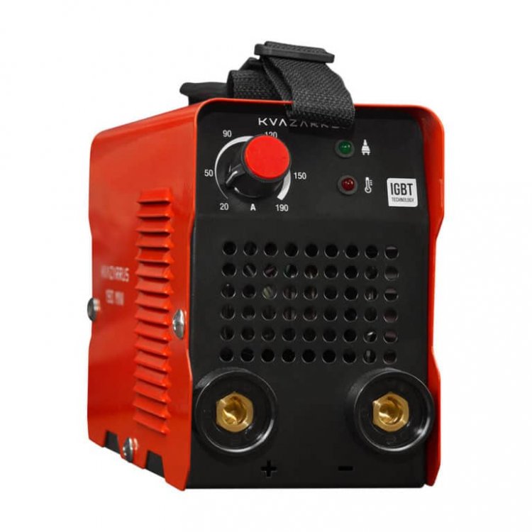 Сварочный аппарат KVAZARRUS 190 mini - Работает от 140В. Горячий старт, форсаж дуги, антизалипание. MMA, розетки 25 мм2, напряжение питания: 220В±15%, Диапазон сварочного тока: 20-190А, ПВ: 100%, ремень для переноски, комплектация: кабели 1,2 м, элек Сварочный аппарат KVAZARRUS 190 mini - Работает от 140В. Горячий старт, форсаж дуги, антизалипание. MMA, розетки 25 мм2, напряжение питания: 220В±15%, Диапазон сварочного тока: 20-190А, ПВ: 100%, ремень для переноски, комплектация: кабели 1,2 м, элек
