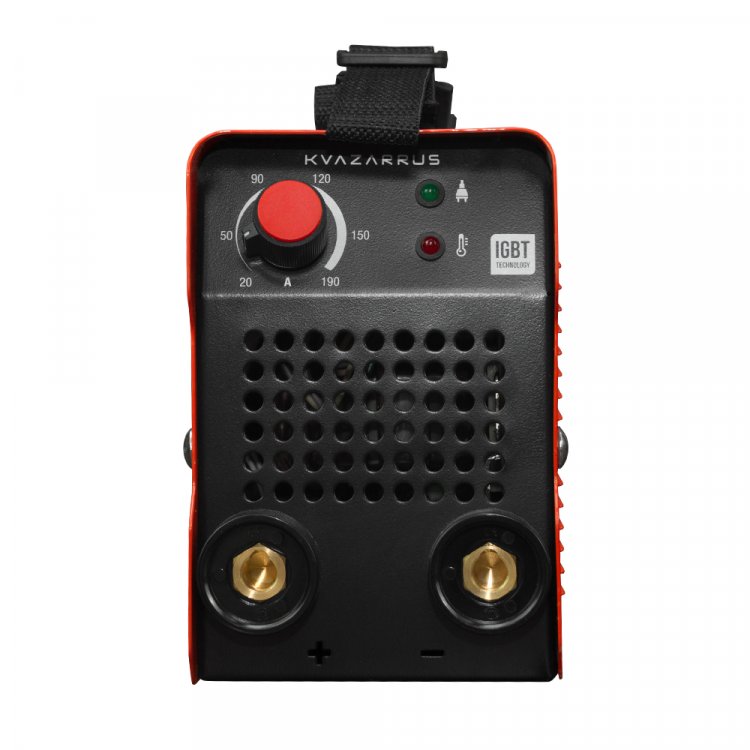 Сварочный аппарат KVAZARRUS 190 mini - Работает от 140В. Горячий старт, форсаж дуги, антизалипание. MMA, розетки 25 мм2, напряжение питания: 220В±15%, Диапазон сварочного тока: 20-190А, ПВ: 100%, ремень для переноски, комплектация: кабели 1,2 м, элек Сварочный аппарат KVAZARRUS 190 mini - Работает от 140В. Горячий старт, форсаж дуги, антизалипание. MMA, розетки 25 мм2, напряжение питания: 220В±15%, Диапазон сварочного тока: 20-190А, ПВ: 100%, ремень для переноски, комплектация: кабели 1,2 м, элек
