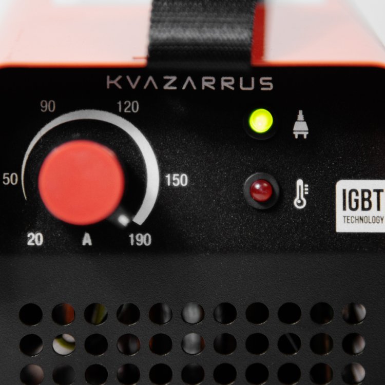 Сварочный аппарат KVAZARRUS 190 mini - Работает от 140В. Горячий старт, форсаж дуги, антизалипание. MMA, розетки 25 мм2, напряжение питания: 220В±15%, Диапазон сварочного тока: 20-190А, ПВ: 100%, ремень для переноски, комплектация: кабели 1,2 м, элек Сварочный аппарат KVAZARRUS 190 mini - Работает от 140В. Горячий старт, форсаж дуги, антизалипание. MMA, розетки 25 мм2, напряжение питания: 220В±15%, Диапазон сварочного тока: 20-190А, ПВ: 100%, ремень для переноски, комплектация: кабели 1,2 м, элек