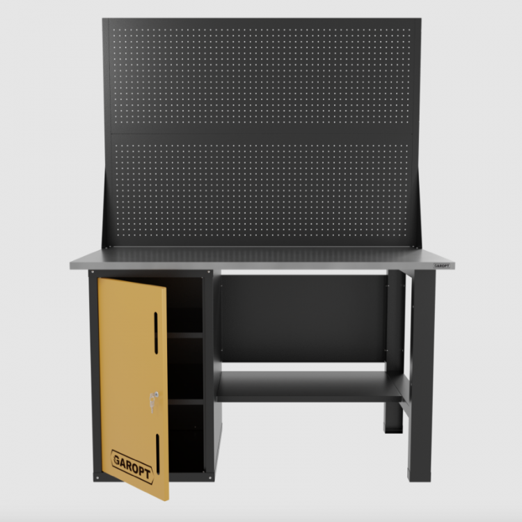 Верстак однотумбовый с двумя экранами 1400*700 GAROPT желтый, GT1400STDPP2.yell Верстак однотумбовый с двумя экранами 1400*700 GAROPT желтый, GT1400STDPP2.yell