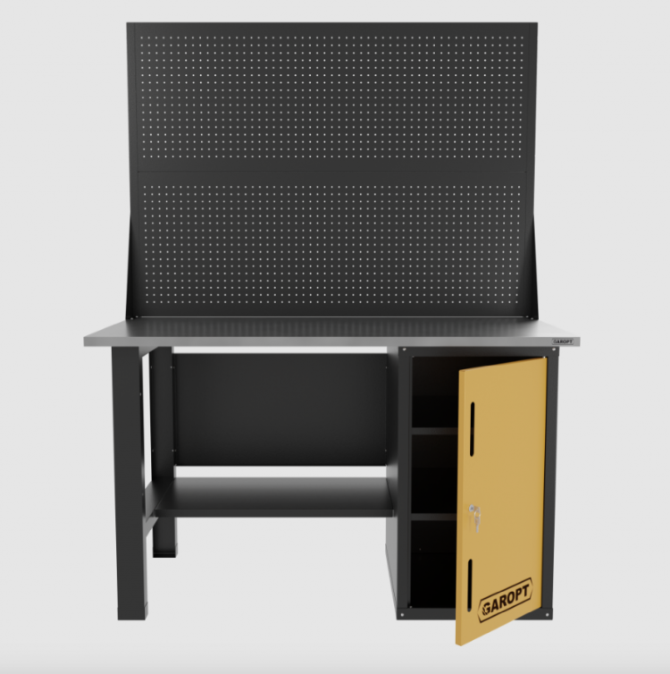 Верстак однотумбовый с двумя экранами 1400*700 GAROPT желтый, GT1400STDPP2.yell Верстак однотумбовый с двумя экранами 1400*700 GAROPT желтый, GT1400STDPP2.yell