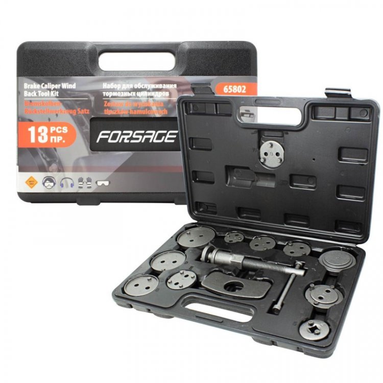 Набор инструментов для обслуживания тормозных цилиндров (правосторонняя резьба) 13пр., в кейсе